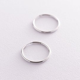 Серьги - кольца в серебре (2.2 см) - Оникс