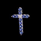 Золотой крестик с синими сапфирами и бриллиантом п146 от ювелирного магазина Оникс - 1