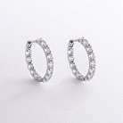 Серебряные серьги - кольца с фианитами 087610б от ювелирного магазина Оникс