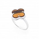 Серебряное кольцо (тигровый глаз) "Клевер" 111741 от ювелирного магазина Оникс