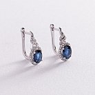 Золоті сережки з синіми сапфірами і діамантами с365а1 от ювелирного магазина Оникс