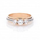 Золотое кольцо "Любил, люблю и буду любить"(белое, красное золото) к03103 от ювелирного магазина Оникс - 2