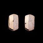 Золотые серьги кольца с фианитами с03672 от ювелирного магазина Оникс - 1