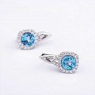Золоті сережки з блакитним топазом і діамантами с342А1 от ювелирного магазина Оникс - 1