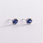 Золоті сережки - пусети з синіми сапфірами і діамантами сб0033mi от ювелирного магазина Оникс
