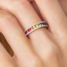 Золотое кольцо с разноцветными сапфирами и бриллиантами кб0435nl от ювелирного магазина Оникс - 1