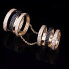 Двойное кольцо с фианитами из золота к04010 от ювелирного магазина Оникс - 1