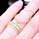 Золотое кольцо на две фаланги с фианитами к03287 от ювелирного магазина Оникс - 7