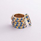 Кольцо с дорожкой голубых и желтых камней (желтое золото) к07106 от ювелирного магазина Оникс - 11