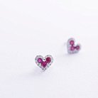 Золотые серьги - пусеты "Сердечки" (бриллианты, рубины) сб0524cha от ювелирного магазина Оникс - 2