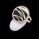 Эксклюзивное золотое кольцо с эмалью и фианитами к02783 от ювелирного магазина Оникс