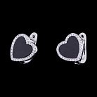 Серебряные серьги "Сердце" (фианиты, оникс) 121821 от ювелирного магазина Оникс - 3