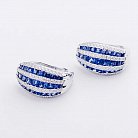 Золоті сережки з синіми сапфірами і діамантами E11003Saj от ювелирного магазина Оникс - 2