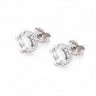 Срібні сережки-пусети з фіанітами 121741 от ювелирного магазина Оникс
