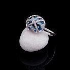 Золотое кольцо с голубым топазом и бриллиантами C01099R от ювелирного магазина Оникс - 4