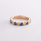 Кольцо с дорожкой голубых и желтых камней (желтое золото) к07106 от ювелирного магазина Оникс - 7