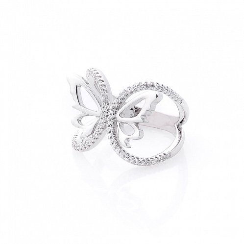 Серебряное кольцо с фианитами Бабочка от ювелирного магазина Оникс