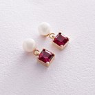 Золоті сережки - пусети "Альма" (рожеві фіаніти, перли) с08252 от ювелирного магазина Оникс - 4