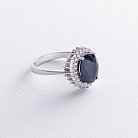 Серебряное кольцо с фианитами и синим сапфиром GS-01-134-3110 от ювелирного магазина Оникс