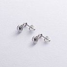 Срібні сережки - пусети із синт. сапфірами 2497/1р-NSPH от ювелирного магазина Оникс - 1