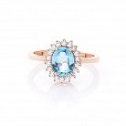 Золотое кольцо с голубым топазом и фианитами к04629 от ювелирного магазина Оникс - 3