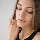 Золотое кольцо "Цветочки" с фианитами к02910 от ювелирного магазина Оникс - 2