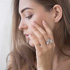 Серебряное кольцо "Бабочка и клевер" с перламутром и  фианитами 111773 от ювелирного магазина Оникс - 3