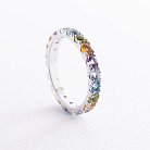 Золотое кольцо с дорожкой разноцветных натуральных камней к07582 от ювелирного магазина Оникс