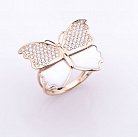Золотое кольцо "Бабочка" с эмалью и фианитами 330110E от ювелирного магазина Оникс