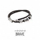 Кожаный браслет Morza Kraken Brave (Смелый) со вставками из серебра K0103-B14 от ювелирного магазина Оникс