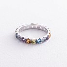 Золотое кольцо с дорожкой разноцветных натуральных камней к07582 от ювелирного магазина Оникс - 7
