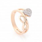 Золотое кольцо "Сердечко и бесконечность" (фианиты) к05789 от ювелирного магазина Оникс