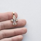 Золотой православный крестик с эмалью п03076 от ювелирного магазина Оникс - 2