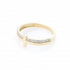 Золотое кольцо с крестиком (фианиты) к05488 от ювелирного магазина Оникс - 1