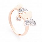 Золотое кольцо с бабочками (фианиты) к05912 от ювелирного магазина Оникс
