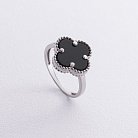 Серебряное кольцо "Клевер" (оникс) 112772 от ювелирного магазина Оникс
