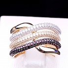 Золотое кольцо женское с фианитами к03246 от ювелирного магазина Оникс - 6