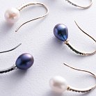 Золоті сережки - петельки "Олівія" з перлами і фіанітами с08512 от ювелирного магазина Оникс - 2