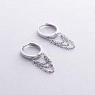 Срібні сережки - кільця з ланцюжками 902-01450 от ювелирного магазина Оникс - 3