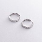 Серебряные серьги - кольца с фианитами 123303 от ювелирного магазина Оникс - 2