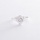 Серебряное кольцо "Клевер" с фианитом 112001 от ювелирного магазина Оникс