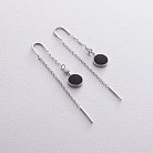 Срібні сережки-протяжки (емаль, фіаніти) 122336 от ювелирного магазина Оникс