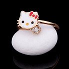 Золотое детское кольцо "Hello kitty" (эмаль, фианиты) к03695 от ювелирного магазина Оникс