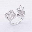 Срібний перстень "Метелик і клевер" з перламутром і фіанітами 111773 от ювелирного магазина Оникс - 2