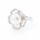 Серебряное кольцо "Цветочек" (культ. пресн. жемчуг, фианиты) 111789 от ювелирного магазина Оникс