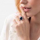 Золотое кольцо "Цветок" с синим сапфиром к1005 от ювелирного магазина Оникс - 2