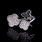 Срібний перстень "Метелик і клевер" з оніксом і фіанітами 111772 от ювелирного магазина Оникс
