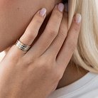 Золотое тройное кольцо з фианитами к02639 от ювелирного магазина Оникс - 1
