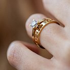 Помолвочное кольцо "Я кохаю тебе" с фианитом (желтое золото) к07962 от ювелирного магазина Оникс - 3