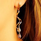 Золотые сережки спиральки с натуральными камнями с02818 от ювелирного магазина Оникс - 1